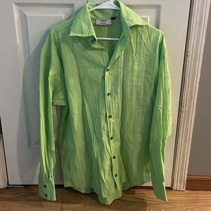 SAVIONI made in Italy Apple Green Button Down Shirt Size Medium